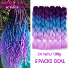 Зеркальные плетеные волосы Mirra's, 24 дюйма, 6 упаковок, синтетические накладные волосы для косичек, фиолетовые, синие, красные, искусственные волосы
