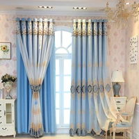 shading nordic simple atmospheric embroidery new european style double ribbon yarn curtains for living dining room bedroom