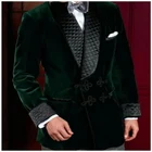 Куртка с текстурированным лацканом для курения, Зеленый Блейзер-смокинг, дизайнерский стильный бархатный мужской классический блейзер