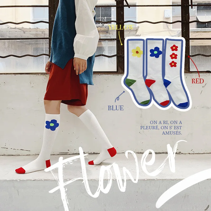 SP &amp CITY/корейские милые Гольфы с цветочным узором женские хлопковые Вязаные