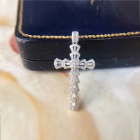 100 real 925 sterling silver necklace cross natural moissanite pendant gemstone hip hop silver 925 jewelry diamond necklaces