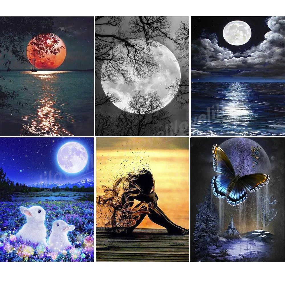 Алмазная 5d-картина сделай сам мозаика с изображением Луны бабочки кролика