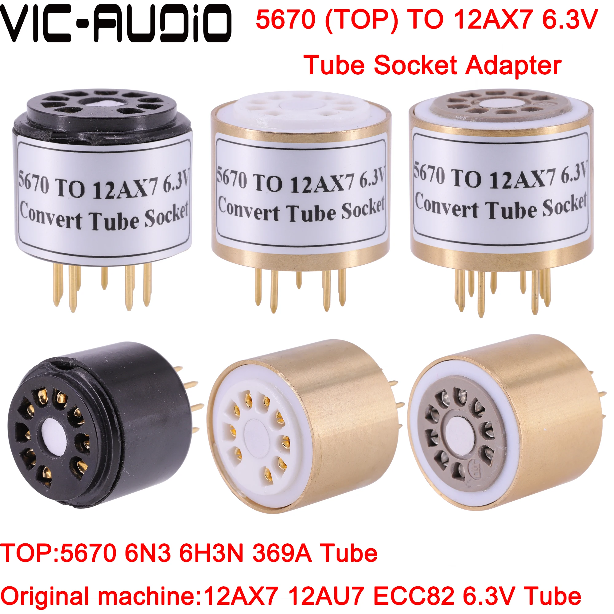 Фото 1 шт. 6N3 6H3N 369A от 5670 до 12AX7 ECC82 ECC83 12AU7 6,3 В вакуумная трубка розетка DIY аудио усилитель вакуумная трубка Конвертер розетка адаптер №1