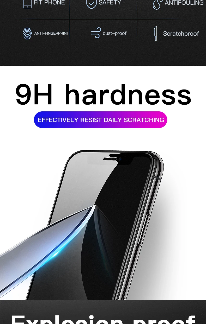 2 шт 9H закаленное стекло для iPhone 8 7 6 6S Plus 5 5S SE Защита экрана для iPhone11 Pro Max X XR XS Max защитная пленка