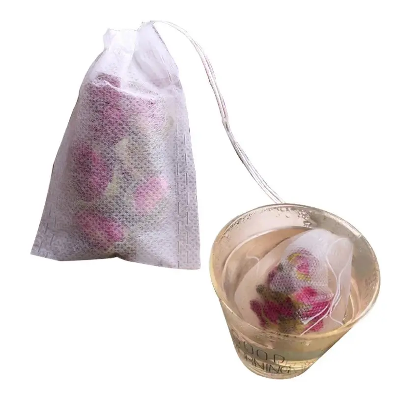

100 Disposable Tea Bag Filter Bags Tea Infuser Filter Bags Silk Thread Sealing Non-woven Spice Filter Bags Kitchen Tool