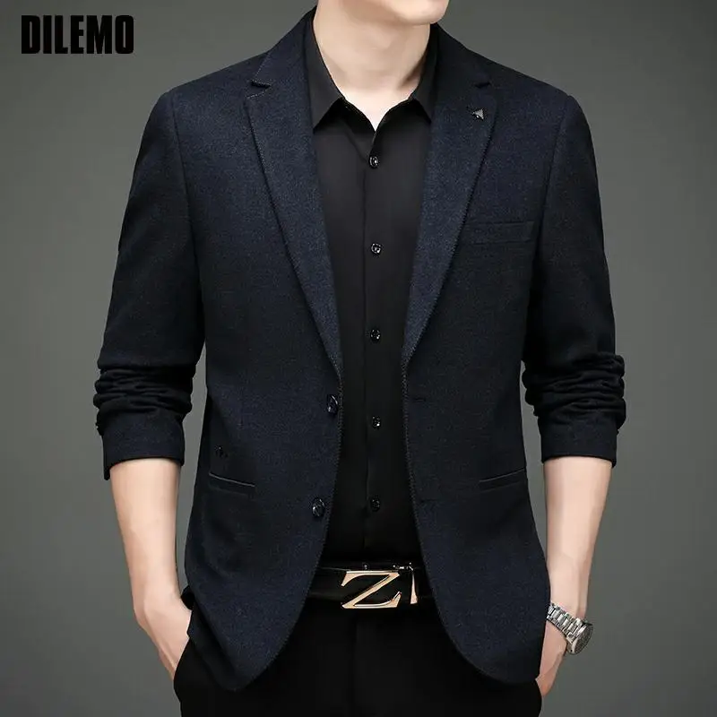

High End New Designer Brand Casual Fashion Smart Elegant Blazer Jacket Classic Plain Business Trendy Suit Coat Men's Clothes