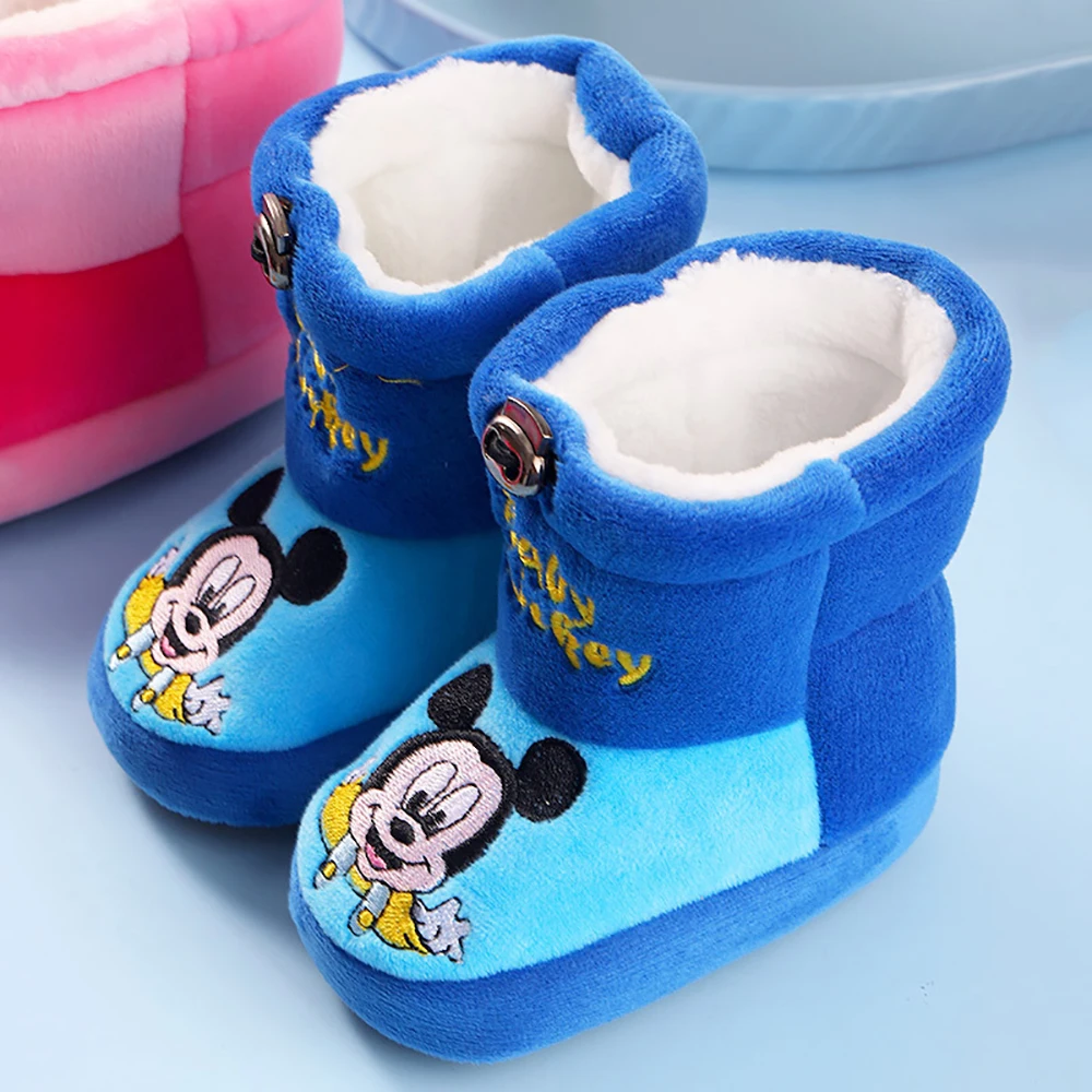 Детские повседневные плюшевые сапоги Disney для девочек и мальчиков мультяшный