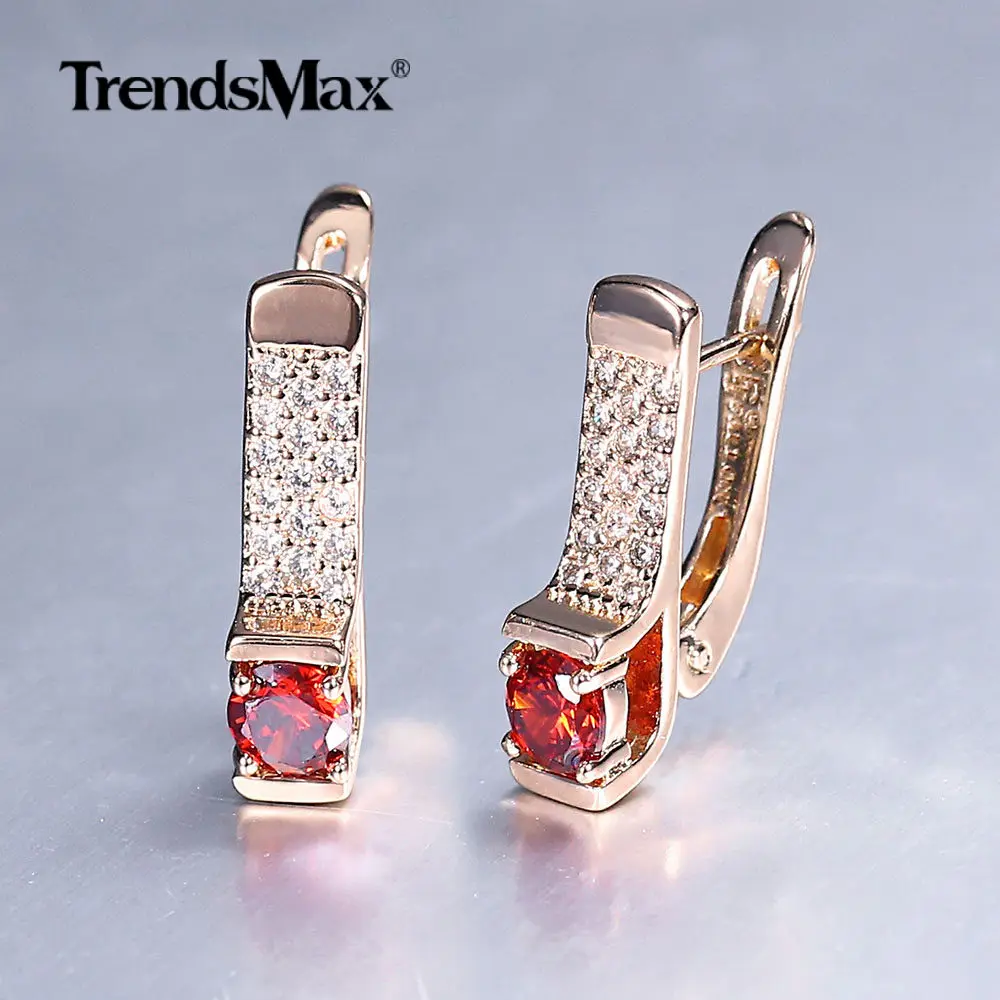 Женские этнические серьги GE155A с красным камнем и кубическим цирконием