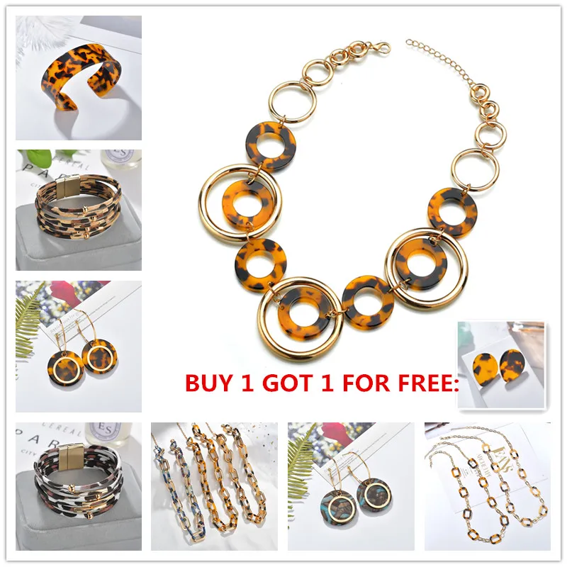 Новые акриловые модные браслеты для женщин Леопардовый полимерный винтажный