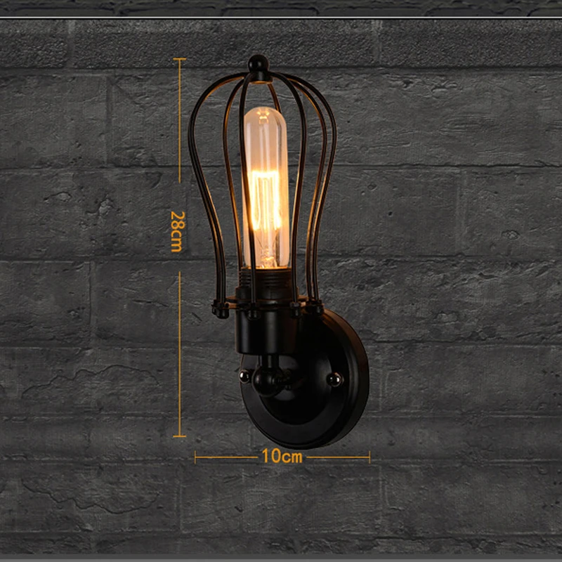 Американский стиль кантри Железный настенный светильник балкон зеркало в