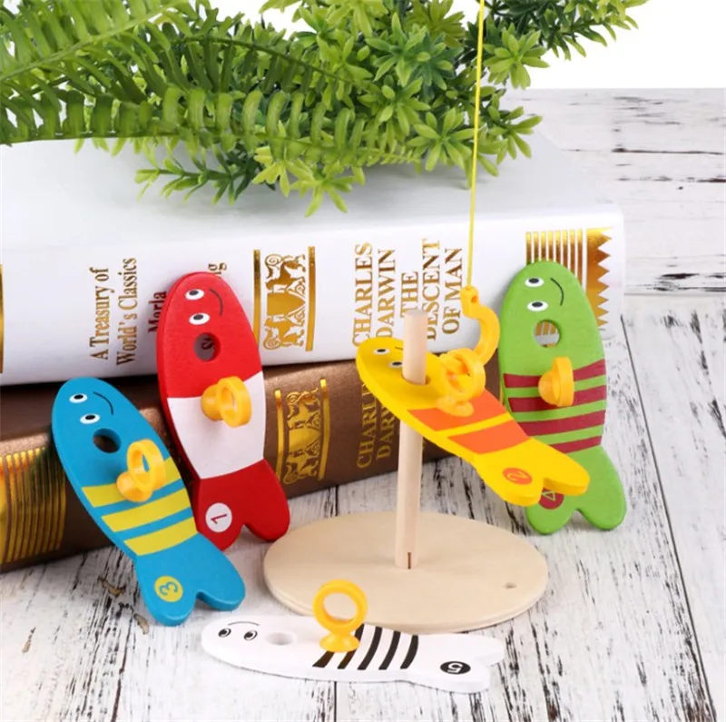 8 шт./компл. красочные деревянные цифровые игрушки для рыбалки Набор детских