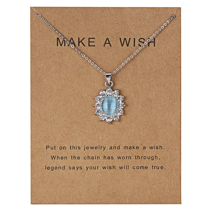 Make a Wish paper модное ожерелье с кулоном из натурального камня для женщин винтажное ожерелье с кулоном в виде дельфина в форме капли воды очаровательное ювелирное изделие в подарок - Окраска металла: 4
