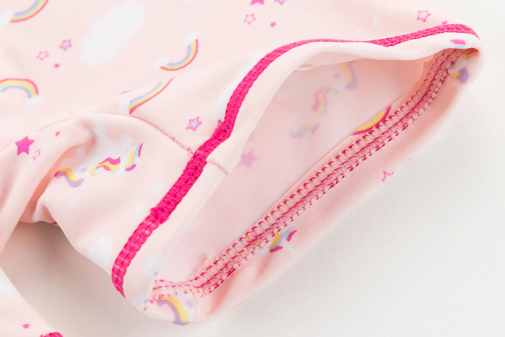 Wishere Swimsuit One-piece Swimwear Short Sleeves UPF50+ Sunsuit Baby Girl Beachwear Summer Kids' Bathers Swimming Suit