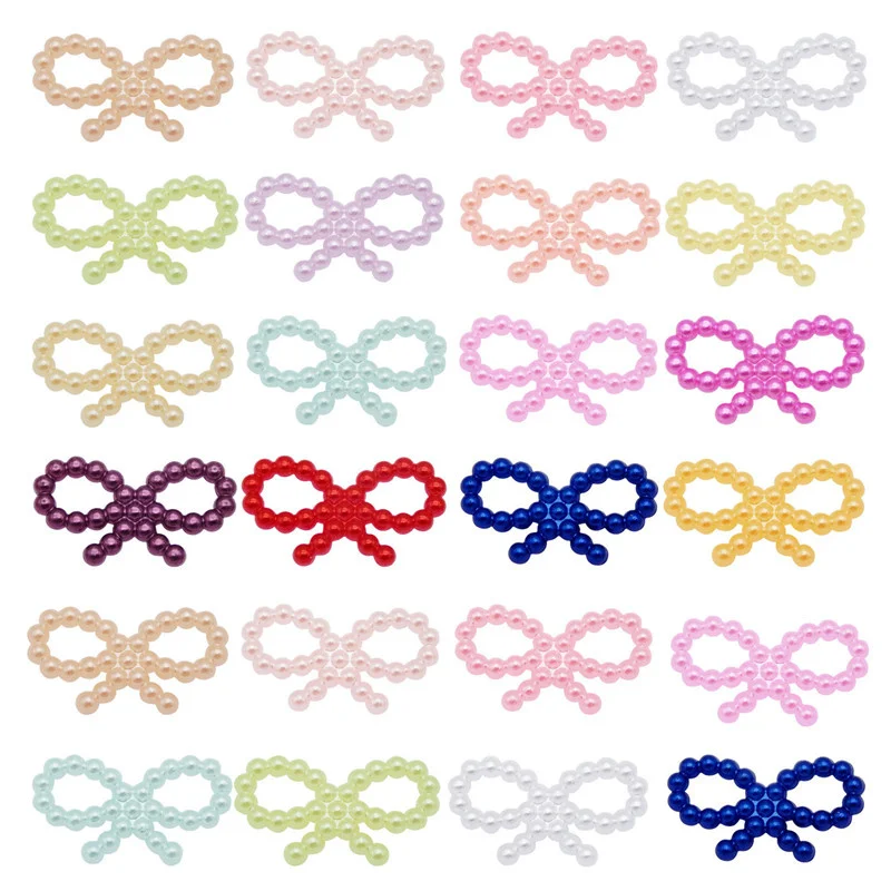 

10Pcs Bow Flatback 18*10mm Imitation Pearls Embellishments Slime Cabochon Slime Scrapbooking DIY Child Hair Jewelry Accessries