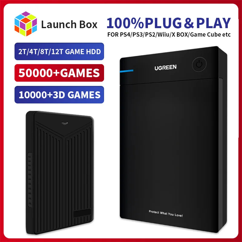 Портативный внешний игровой жесткий диск 4T/8T/12T с 50000 + играми для PS4/PS3/PS2/SS/Wii/Game Cube