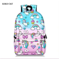 female unicorn printed backpack junior high school bag multi compartment travel rucksack notebook bookbag mochila infantil