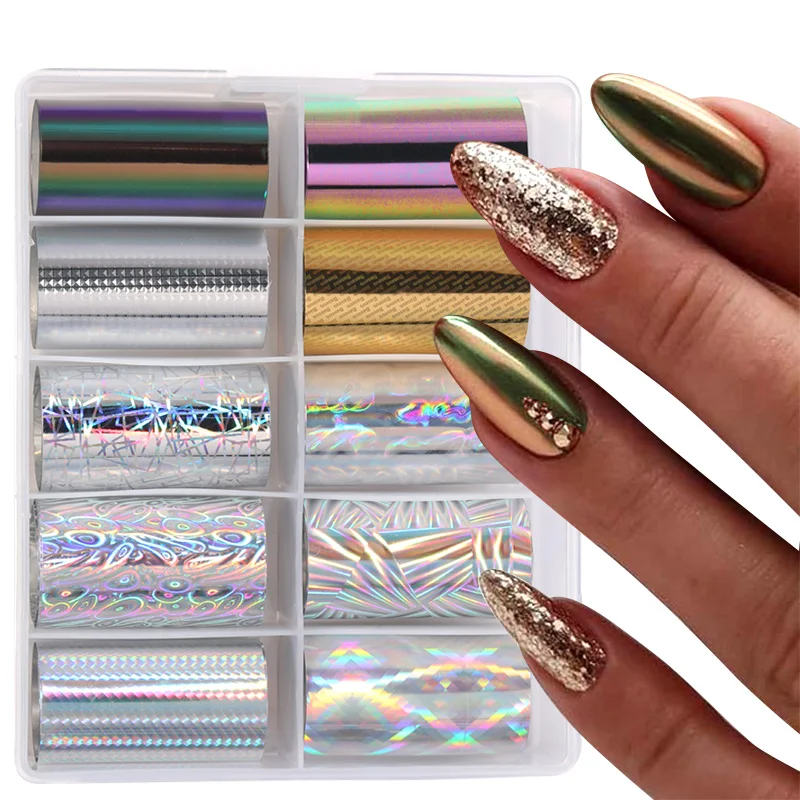 

Переводные наклейки для дизайна ногтей, переливающиеся эффекты, фольга для ногтей, переводки для дизайна ногтей, Декоративные Накладки для ...