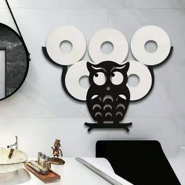 

Dropshipping Household Toilet Paper Holder Sheep-shaped Wall-mounted Black Metal Paper Bathroom Paper Towel Holder Toilet roll