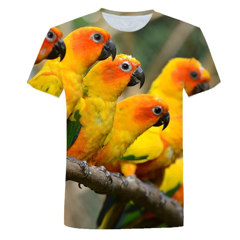 

Girls Boys Harajuku T-shirt Cute Bird Printed Children's Clothing Summer O-Neck Short Sleeve Kawaii Animal Tees Tops For Kids