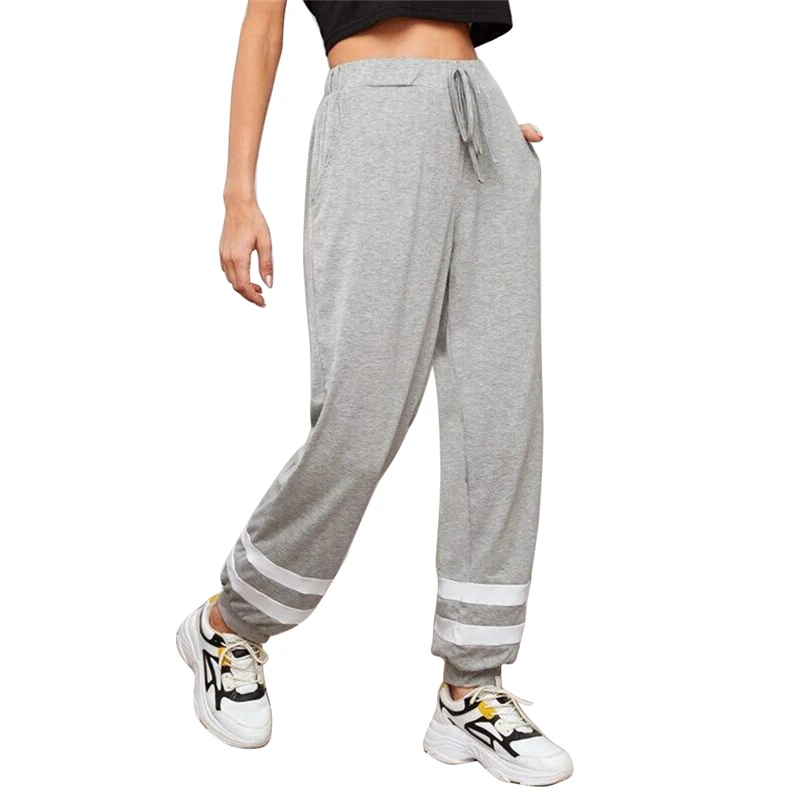 

hirigin 2020 New Women's Harem Pants High-Waist Trousers Stripes Printed Casual Loose Slimming Wear Pockets Bottoms