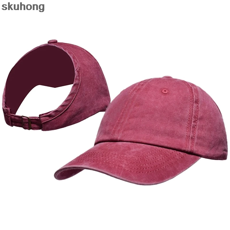 Ponytail Baseball Cap Women Vacation Snapback Hat Washed Cotton Comfort Spring Casual Sport Caps Adjustable Hip Hop Hats