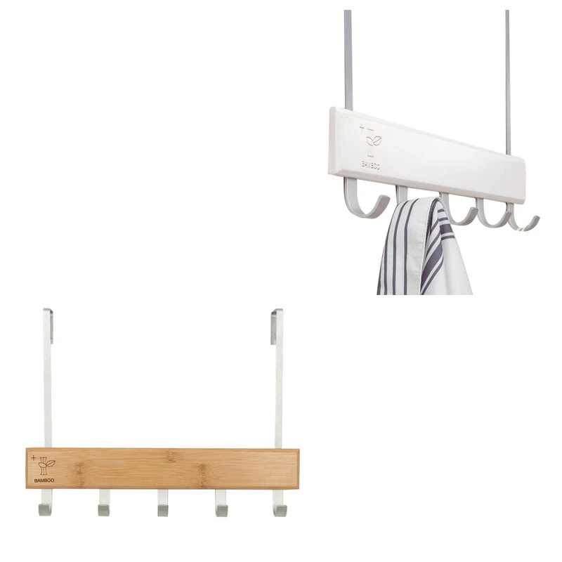 

Over Door Hooks Multifunction Hanging Rack Wooden Coat Hanger Door Hook Rack Wall Hanging Rack for Cloth Pants Hat Towel Punch F