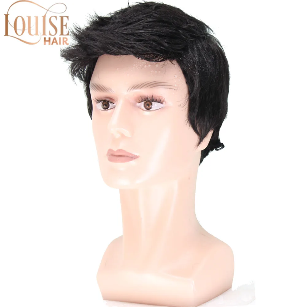 Короткие стрижки Louise Hair полностью синтетический парик для мужчин мужские волосы