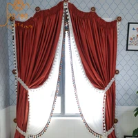 american light luxury jacquard thick satin lace stitching blackout curtains for living room and bedroom customized products