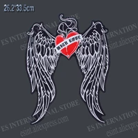 13 2 inches 26 2cm33 5cm large embroidery patches love with wings red heart personality accessories jacket back motorcycle bike
