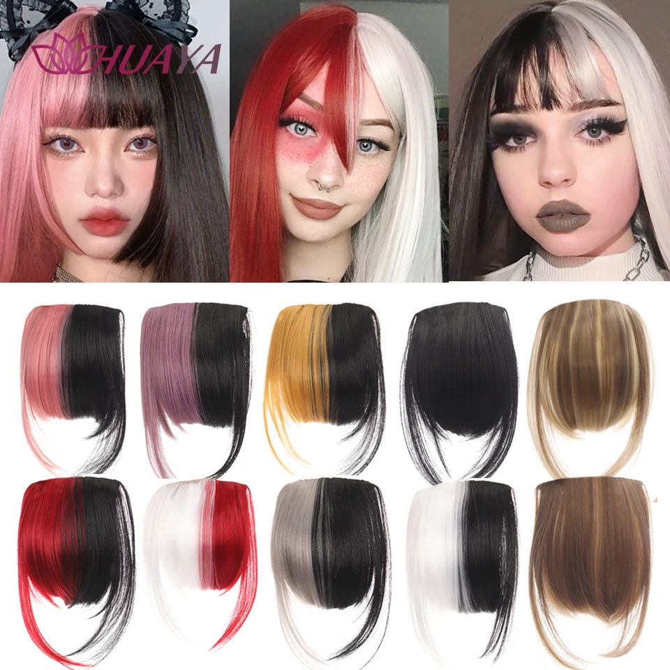 Хуая синтетические имитация челок черный зажимы для челки наращивание волос Для