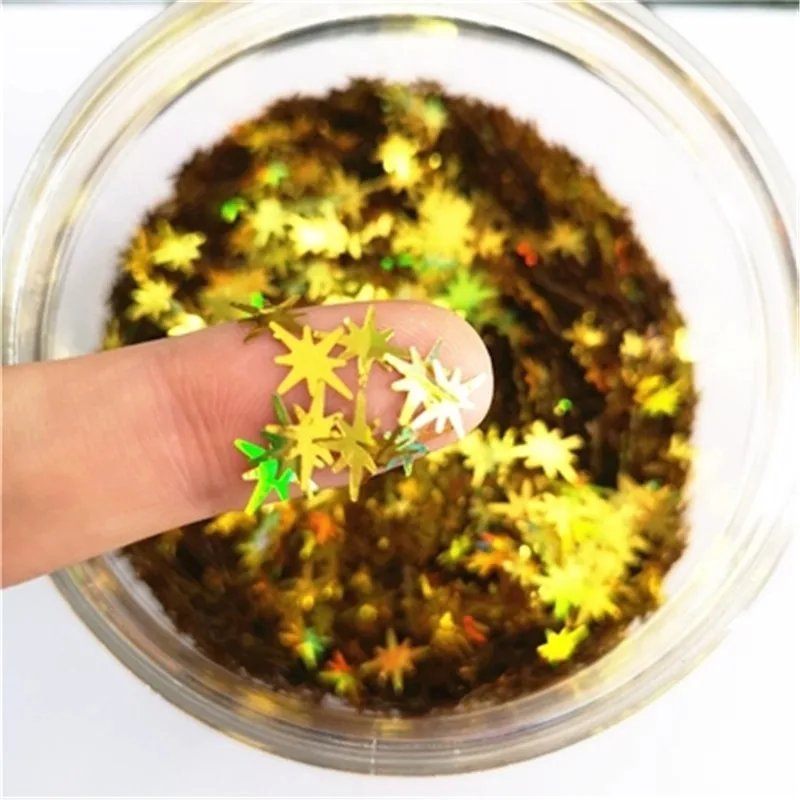 Ультратонкие блестки со звездами 10 мм с ПЭТ лазерные для ногтей искусство на