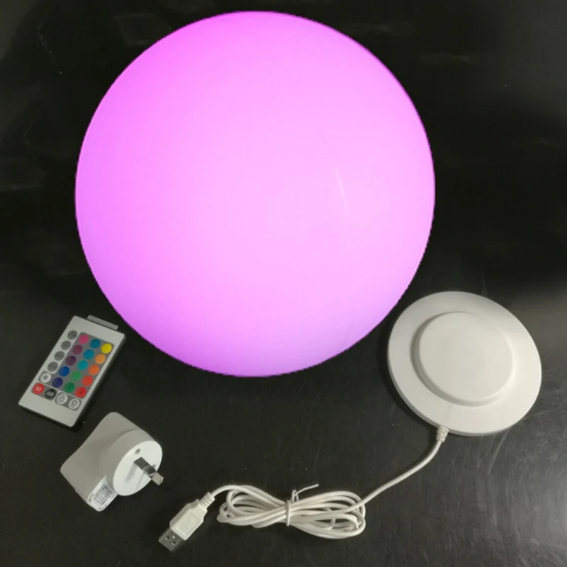 D30cm Waterproof LED Ball Outdoor Night Light Lamps Glowing PE Rechargeable Globle for Christmas Decoration Free Shipping 1pc