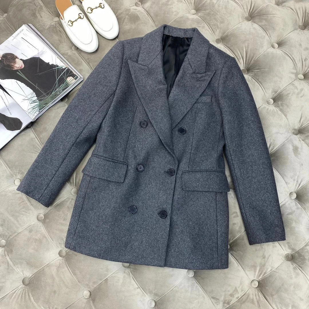 

Женское шерстяное пальто, однотонное пальто с длинным рукавом и отложным воротником, 2021, 1118