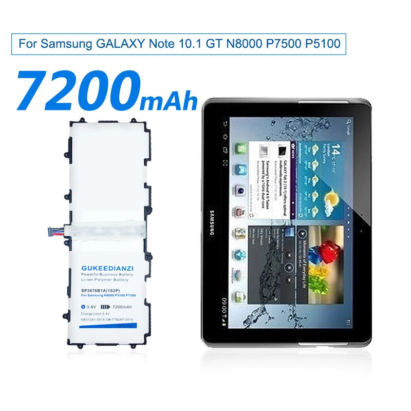Аккумулятор GUKEEDIANZI 7200 мАч SP3676B1A для samsung Galaxy Tablet Tab 2 Note 10,1 P5100 P5110 P7500 P7510 N8000 N8010+ внешний аккумулятор