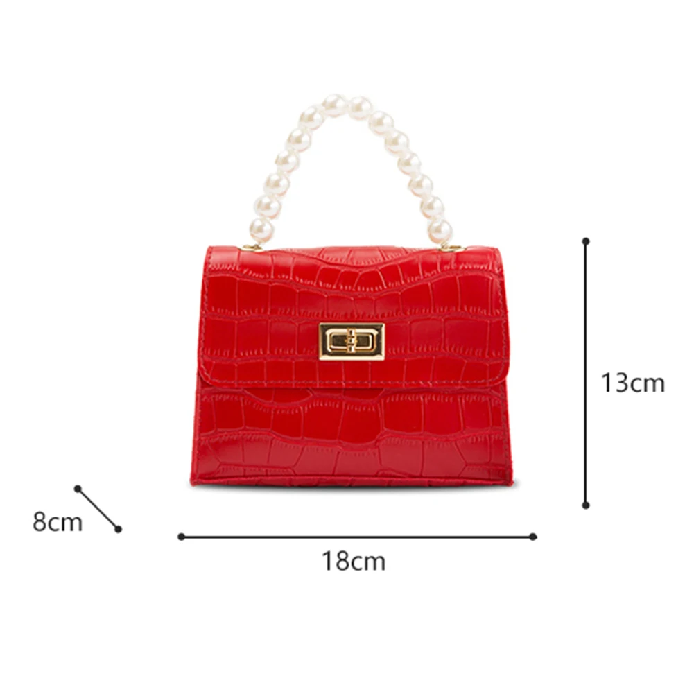 

Pearl Handle Mini Shoulder Bag Women Alligator Pattern Chain Handbag Clutch