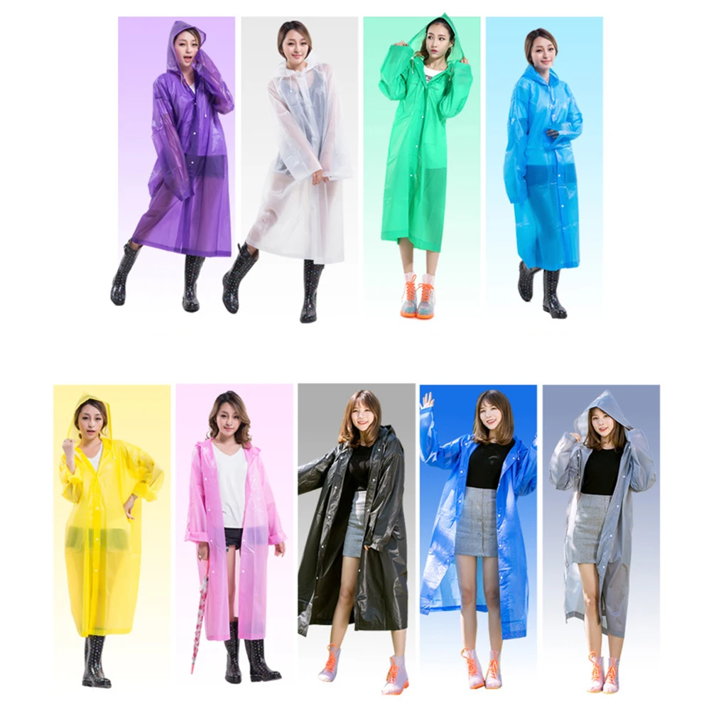 

3 in 1 Hooded Rain Poncho Waterproof Raincoat Jacket With Hat Buttons Slicker for Men Women Adults Outdoor Tent Mat Fashion