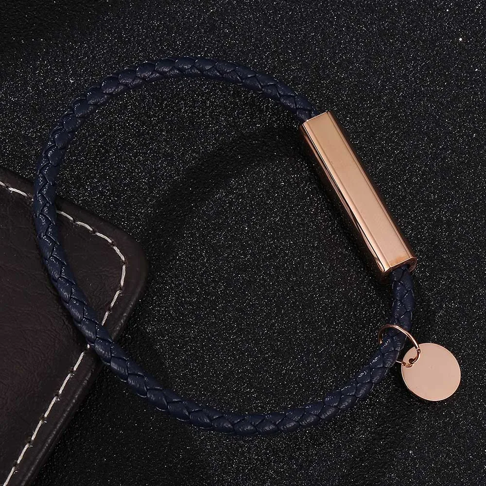 

Metal Magnetic Clasp Dark Blue Leather Bracelets For Women 2020 Fashion Multilayer Charm Wrap Bracelet Femme Jewelry BB0729