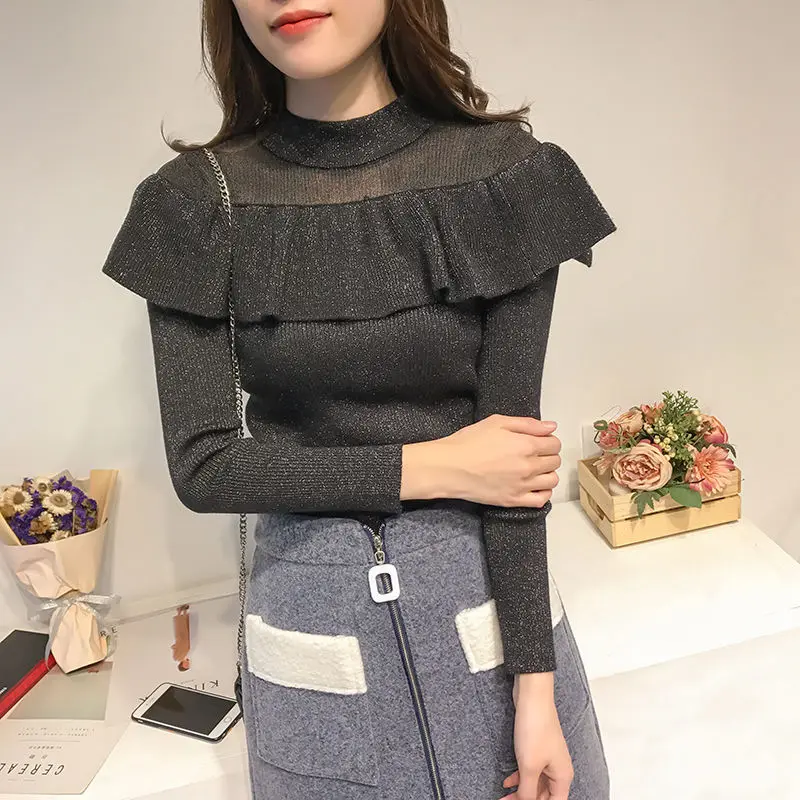 2021 весна и осень новая трикотажная Женская яркая шелковая гофрированная