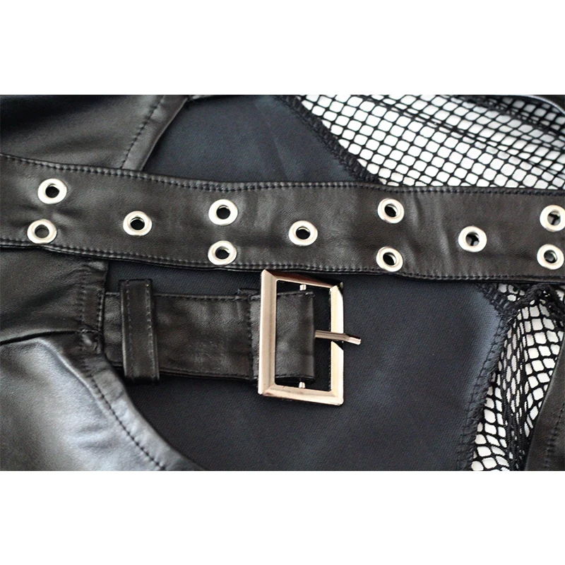 Черный Эротическое белье для женщин комбинезон с лямкой на шее в виде рыбной сети