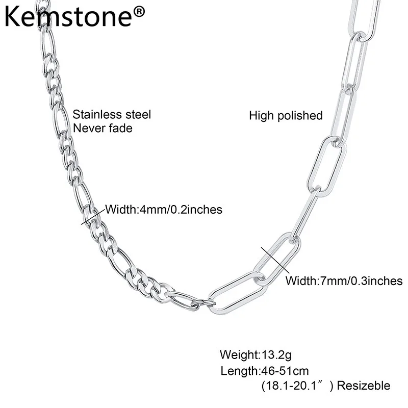 

Kemstone Trendy Stainless Steel Female Gold Silver Plated Chain Necklace Jewelry Gift for Women