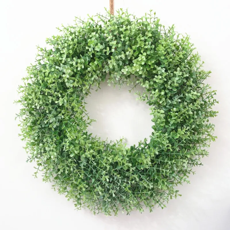 

16" Plastic Christmas Flower Wreaths for Door Round Artificial Eucalyptus leaf Garland Faux Plant Wedding Home Decor