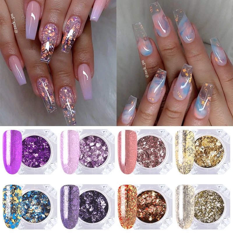 1 коробка 9 цветов ногтей подделки красочные нерегулярные блестки сверкающие