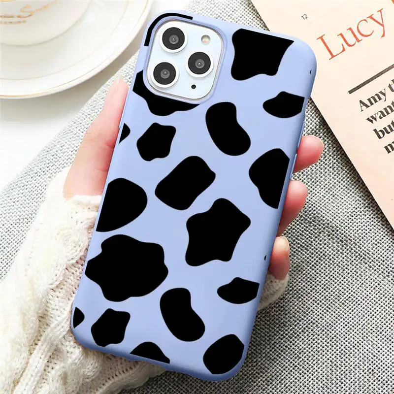 

cow milk animal pattern Phone Case Candy Color for iPhone 6 7 8 11 12 s mini pro X XS XR MAX Plus
