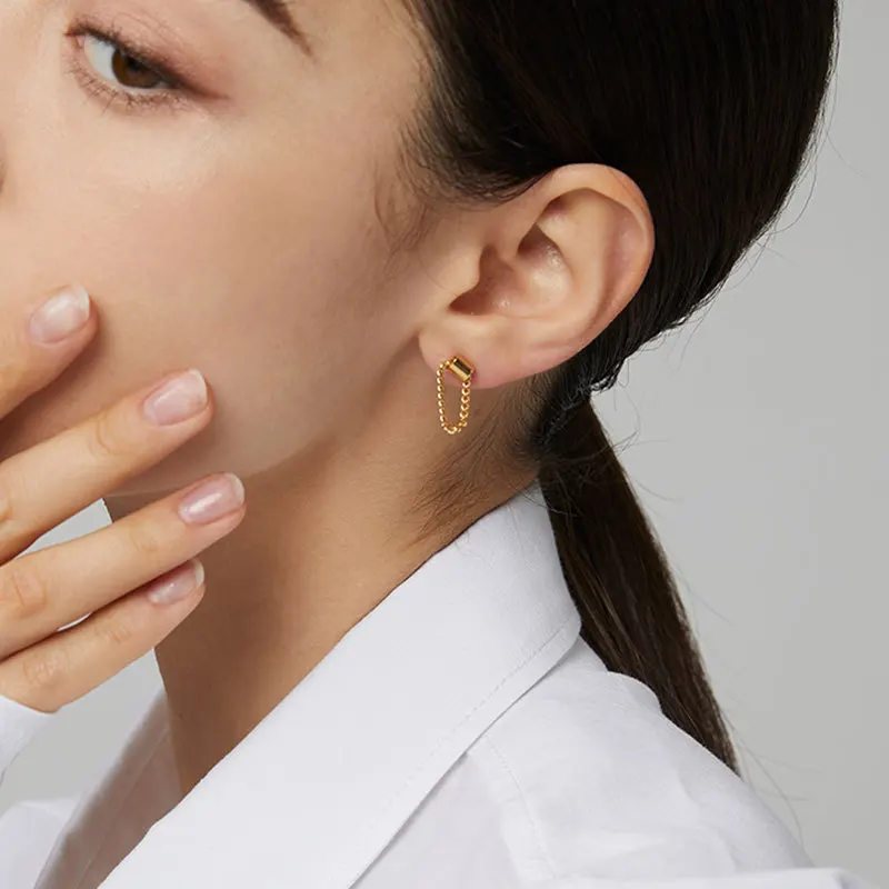 

S925 sterling silver earrings simple, small, short, high-end ear line, new temperament earrings 2021 new style