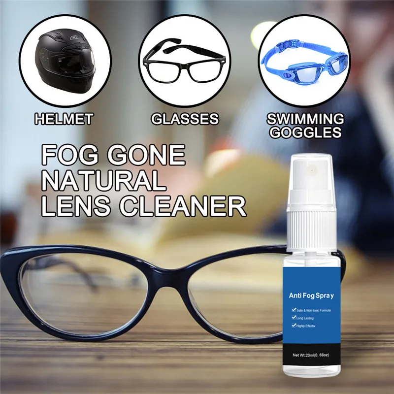 

Anti Fog Spray for Glasses Safe for All Lenses Defogger for Safety Glasses Mirrors Windows Swim Goggles Eyeglass Lens