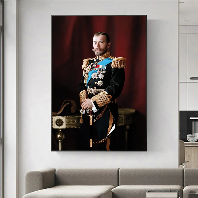 

Tsar Nicholas II of Russia Portrait Poster Canvas Painting Wall Art Figure Picture Art Posters and Prints for Living Room Decor