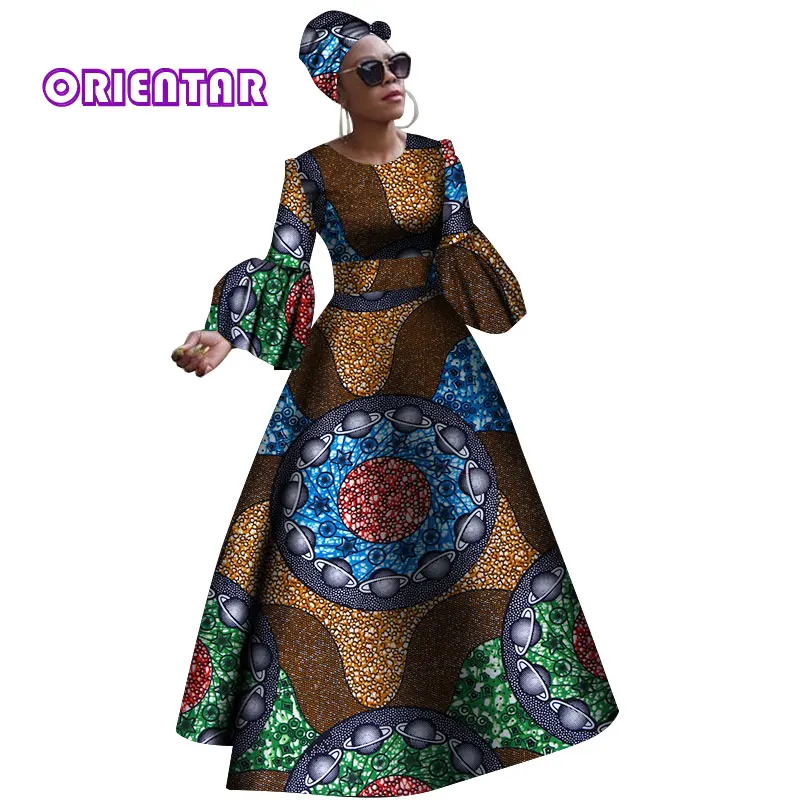 Autumn African Dresses for Women African Dashiki Riche Dress Women Africa Long Sleeves Party Dress Gown Plus Size WY2868