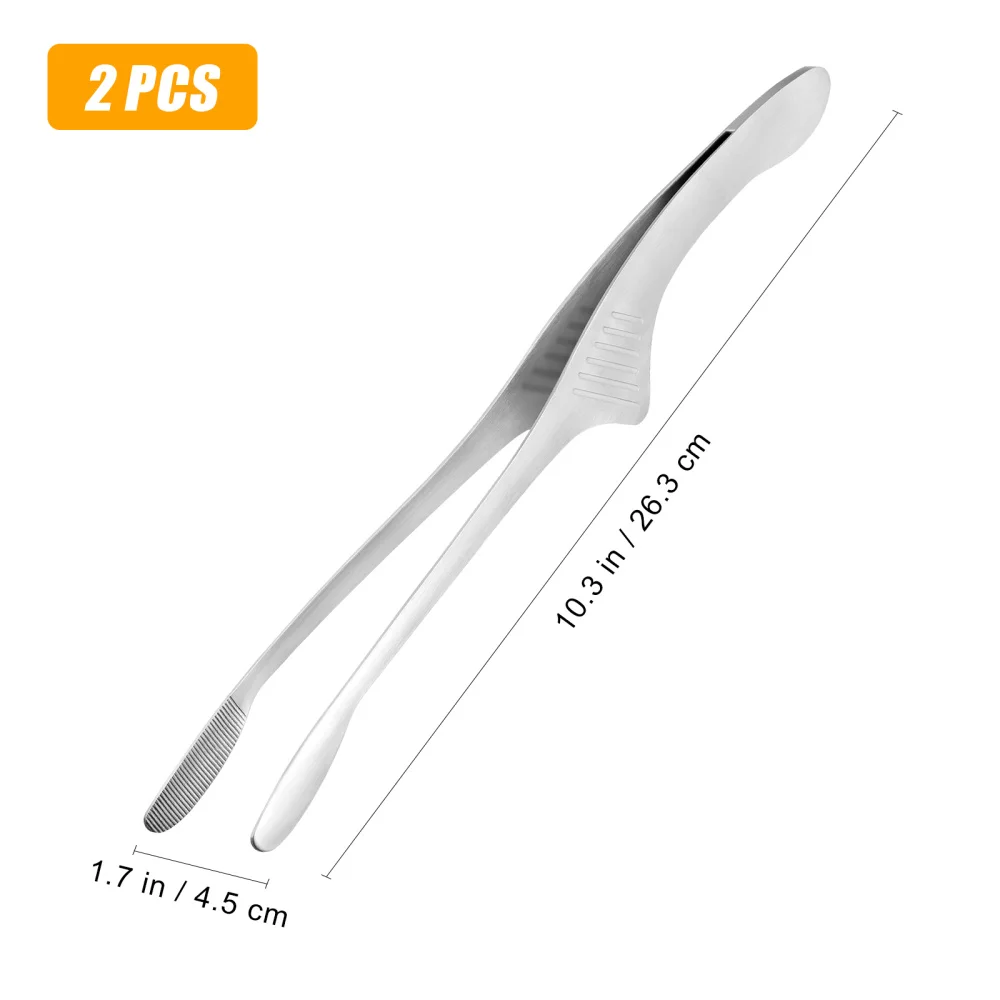 

OUNONA 2pcs 430 Stainless Steel BBQ Clips Barbecue Tongs Food Clips Multifunctional Serving Tongs Grill Tweezers Kitchen Tool