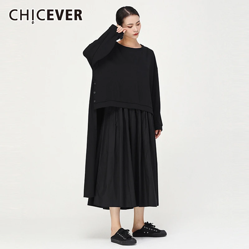 Женский комплект из двух предметов CHICEVER Асимметричная рубашка с круглым вырезом