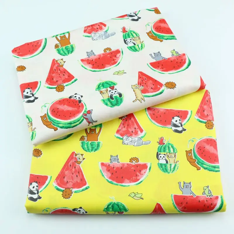 Хлопчатобумажная ткань с рисунком панды арбуза 160 х50 см для лоскутных изделий